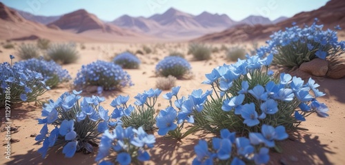 Desert blooms in shades of blue with delicate petals , purple flowers , california superbloom, bluish purple flowers photo