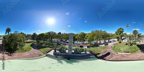 360 aerial photo taken with drone of Monumento a José Enrique Rodó in Montevideo, Uruguay