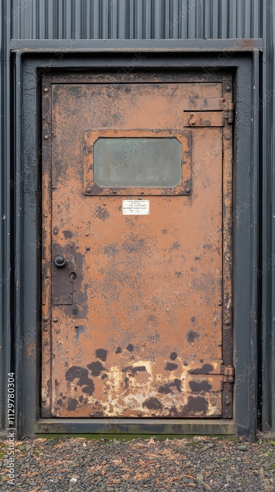 Rusty Metal Door In Dark Frame Exterior Setting Rusty Metal Door In Dark Frame Exterior Setting