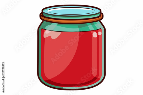 Empty jam jar on a white background vector art illustration