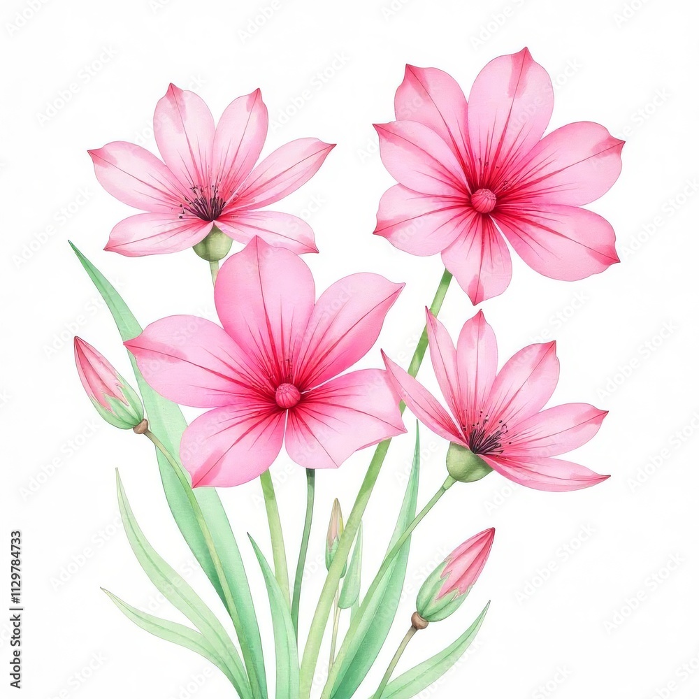Obraz premium Delicate Pink Floral Arrangement Against a White Background