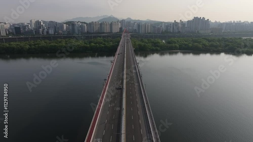 Aerial View Hangang River Republic of Korea  photo