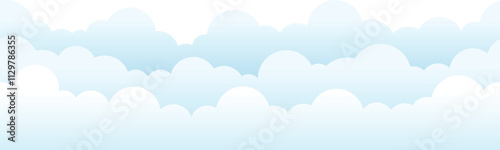 Blue clouds seamless border, cut out isolated with transparent background.