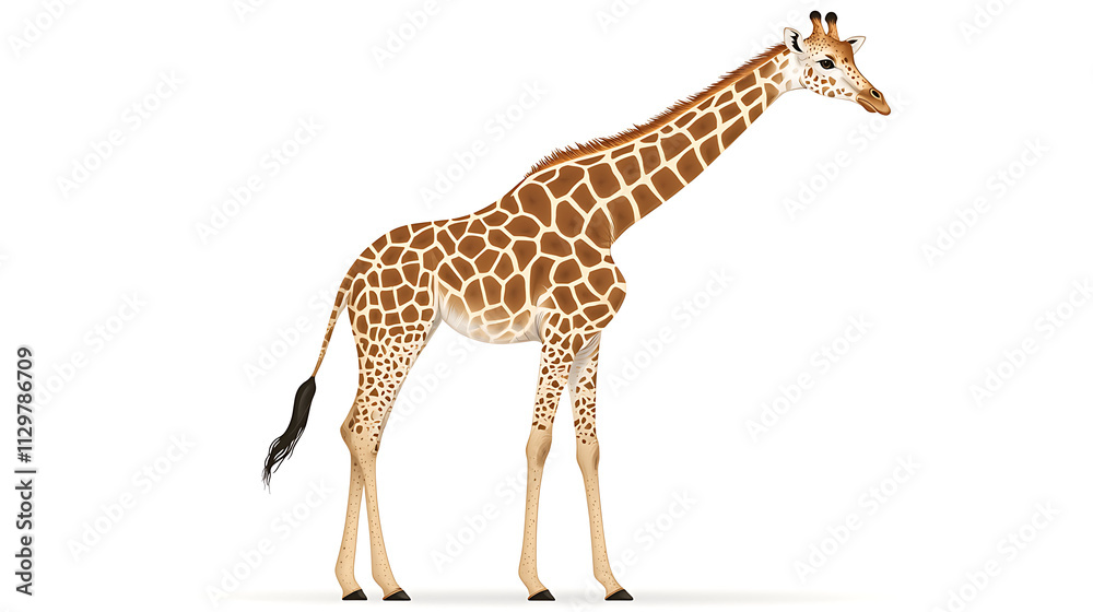 Fototapeta premium A giraffe standing on a white background