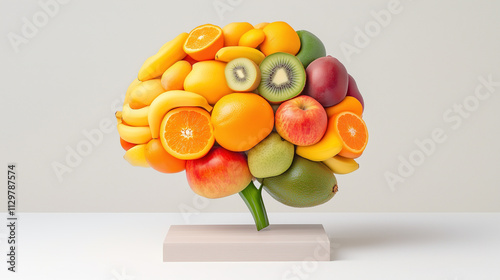 a brain made of various fruits photo