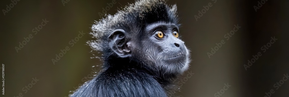 A Young Black Capped Langur Monkey Gazes Aside A Young Black Capped Langur Monkey Gazes Aside