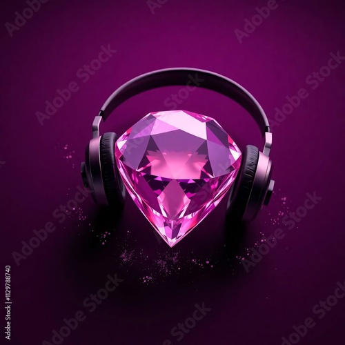 diamond engagement ring with headphones photo