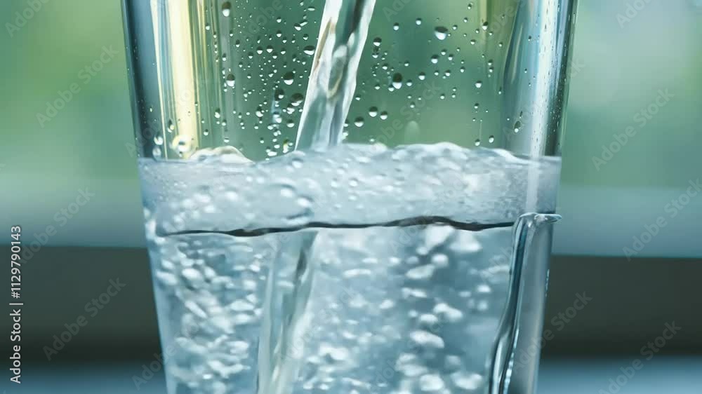 Bartender filling glass with sparkling water
