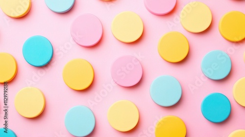 Abstract Seamless Background Pattern of Colorful Circles on Pink