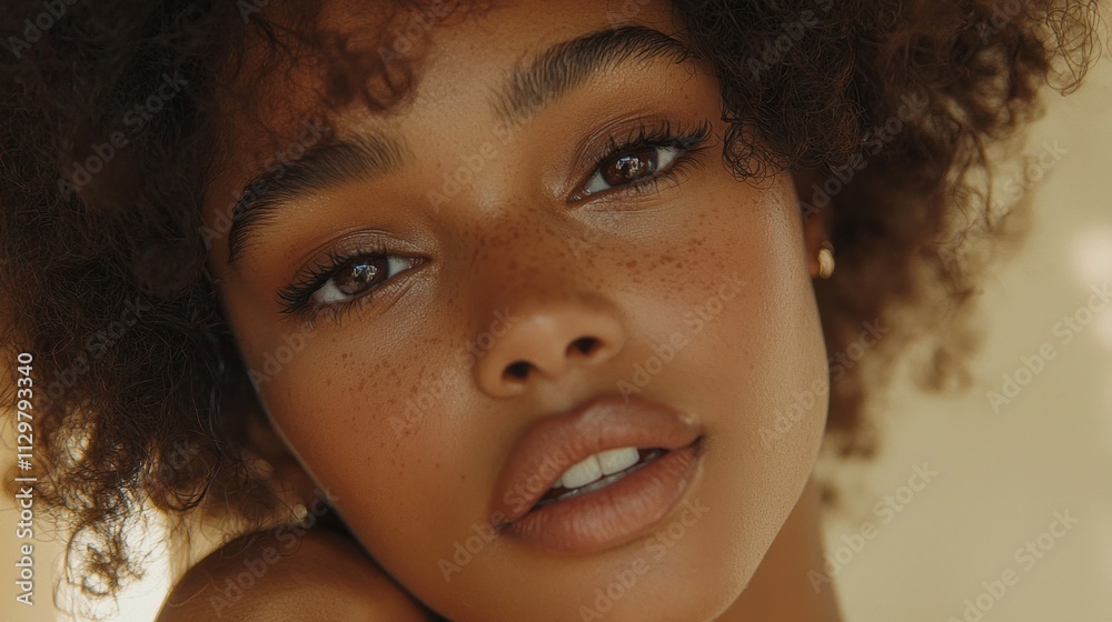 This striking portrait captures an african american girl with stunning curls and radiant skin, oozing confidence This striking portrait captures an african american girl with stunning curls and radiant skin, oozing confidence