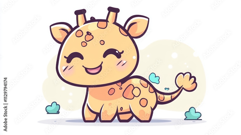 Adorable cartoon baby giraffe smiling. Adorable cartoon baby giraffe smiling.