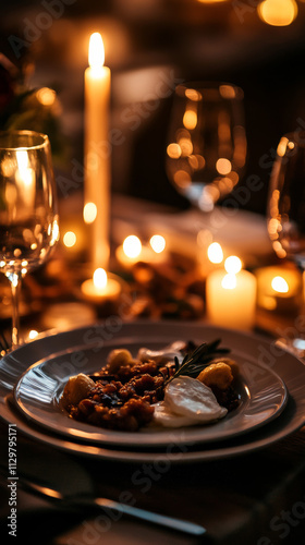 Romantic Candlelit Dinner: Mozzarella, Caponata, and Intimate Ambiance