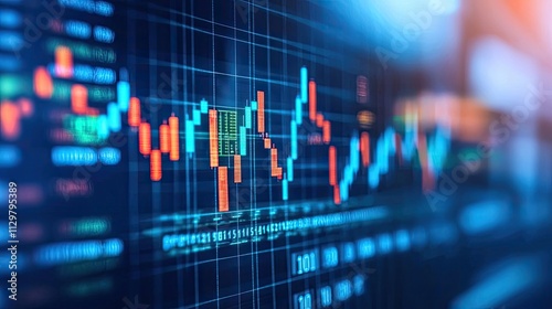 Currency value idea. Visual representation of stock market data with dynamic graphs and trends.