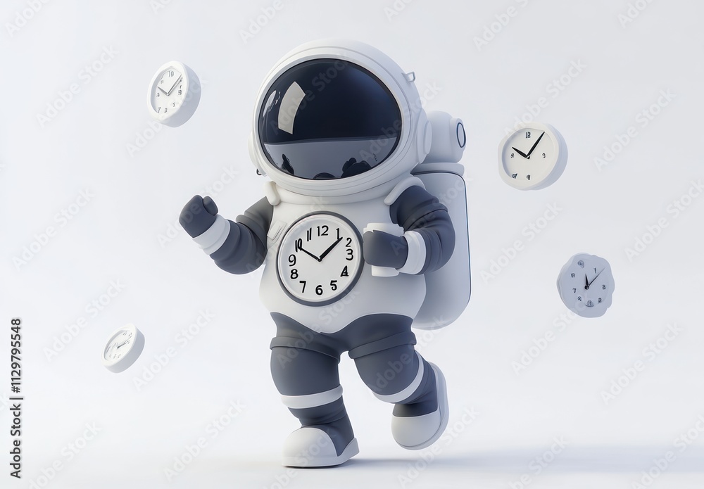 Running astronaut with clocks. Running astronaut with clocks.