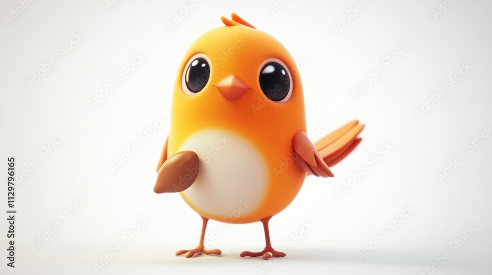 Cute cartoon orange bird holding seed. Cute cartoon orange bird holding seed.
