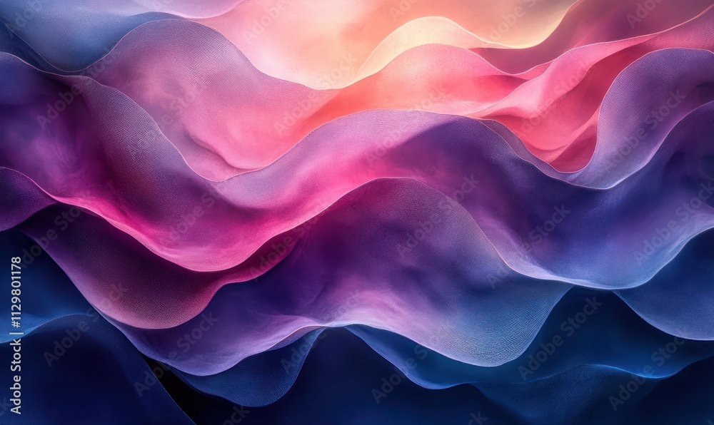 Fototapeta premium Abstract Blue and Purple Ovals with Soft Light in Minimalist Digital Art