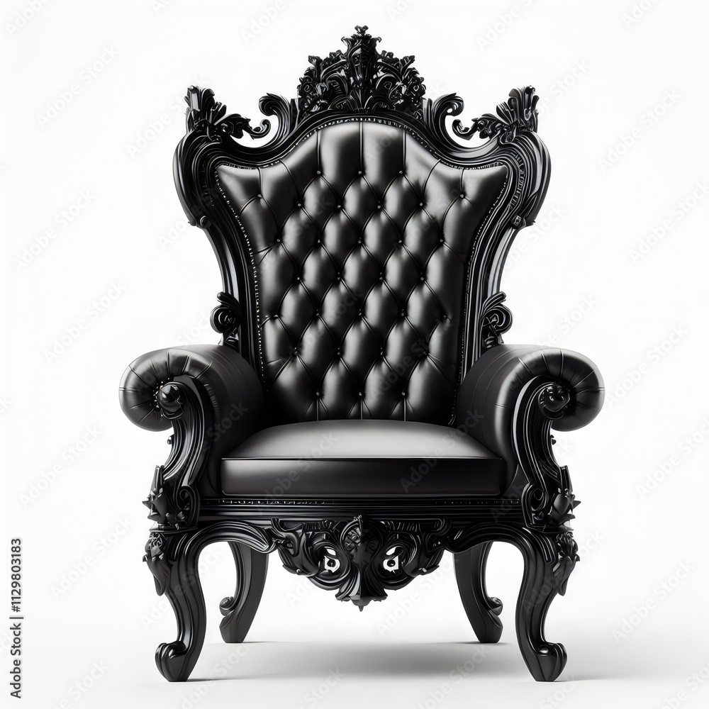 black leather throne chair isolated on a white background black leather throne chair isolated on a white background