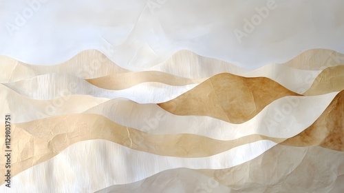 Wallpaper Mural A sandy beach with waves. The colors are warm and inviting, creating a sense of relaxation and tranquility. The waves are depicted as gentle and rolling, giving the impression of a calm Torontodigital.ca