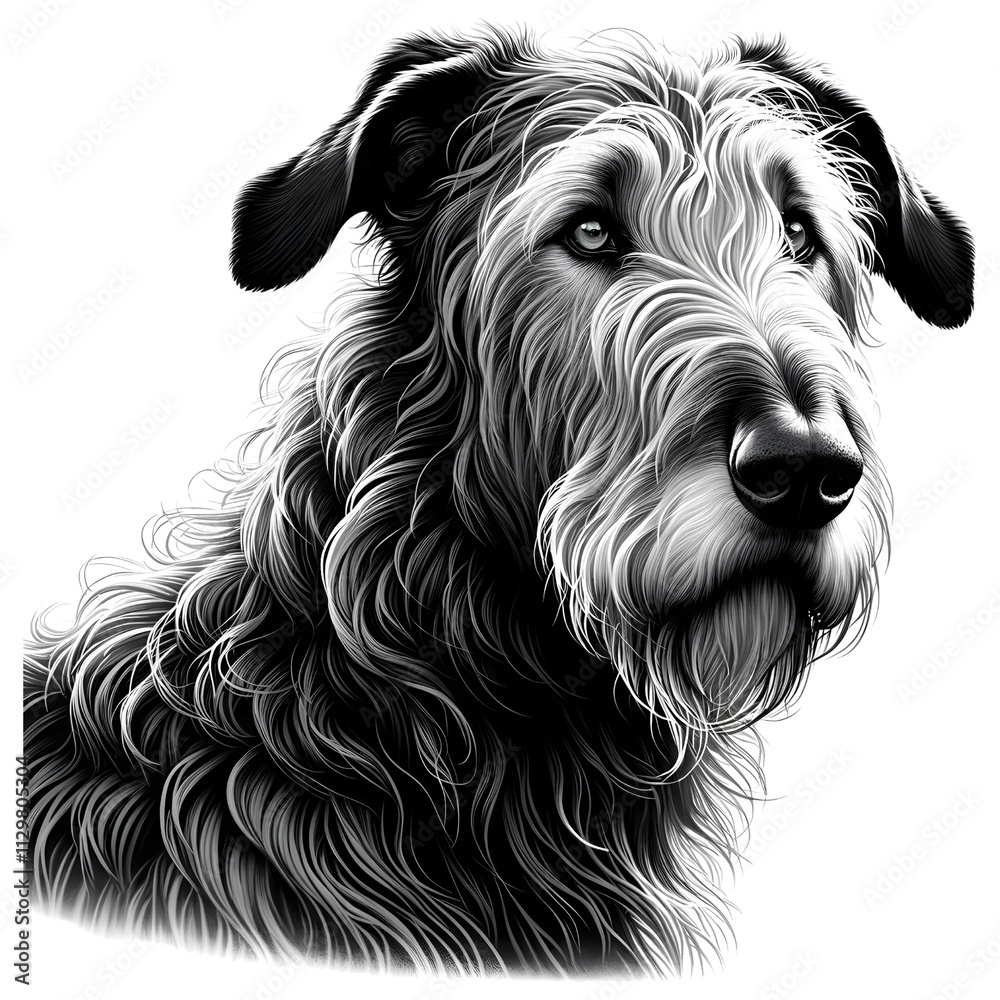 Realistic black and white front-facing dog illustration Realistic black and white front-facing dog illustration