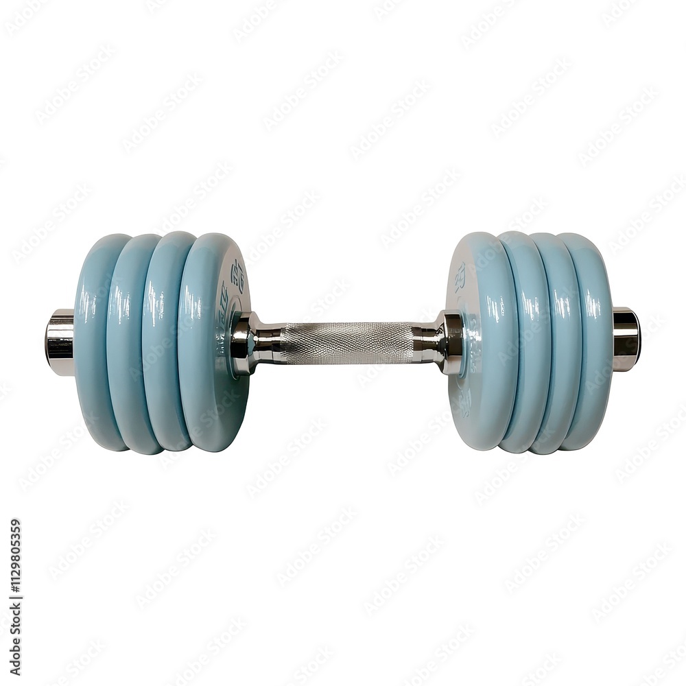 Fototapeta premium Light Blue Adjustable Dumbbell for Home Fitness, Isolated on White Background Cutout