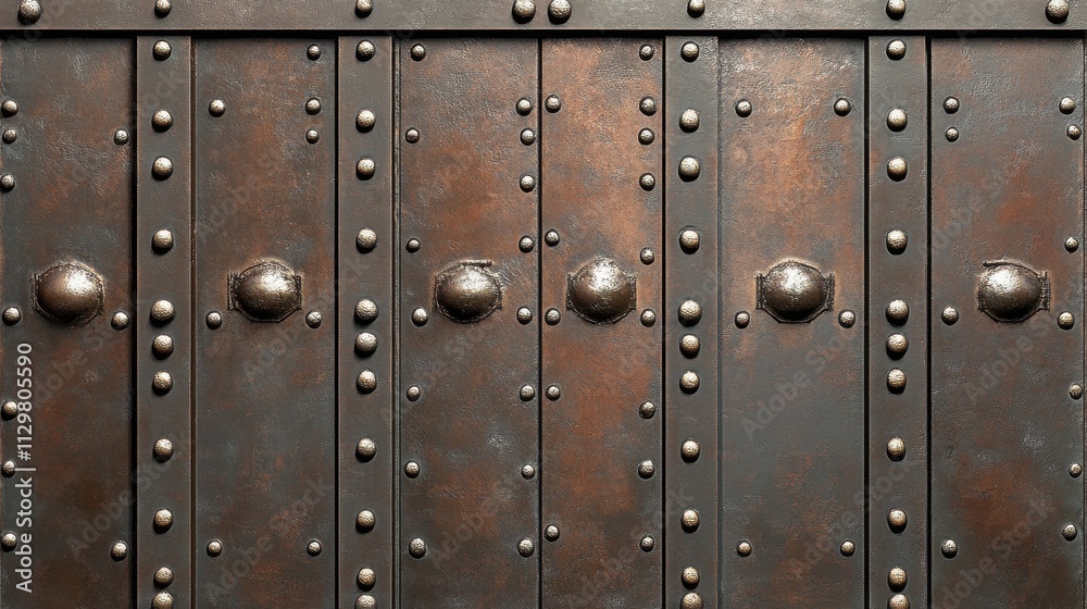 Fototapeta premium Ornate Metal Gate With Decorative Studs And Panels