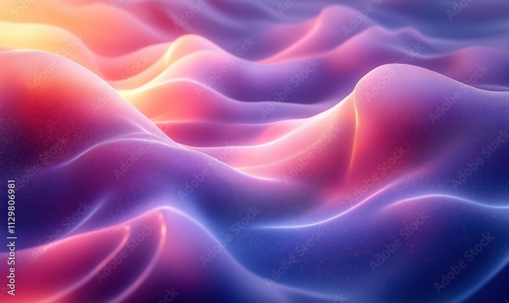 Obraz premium Futuristic Abstract Scene with Smooth Curved Shapes in Gradient Blue and Purple
