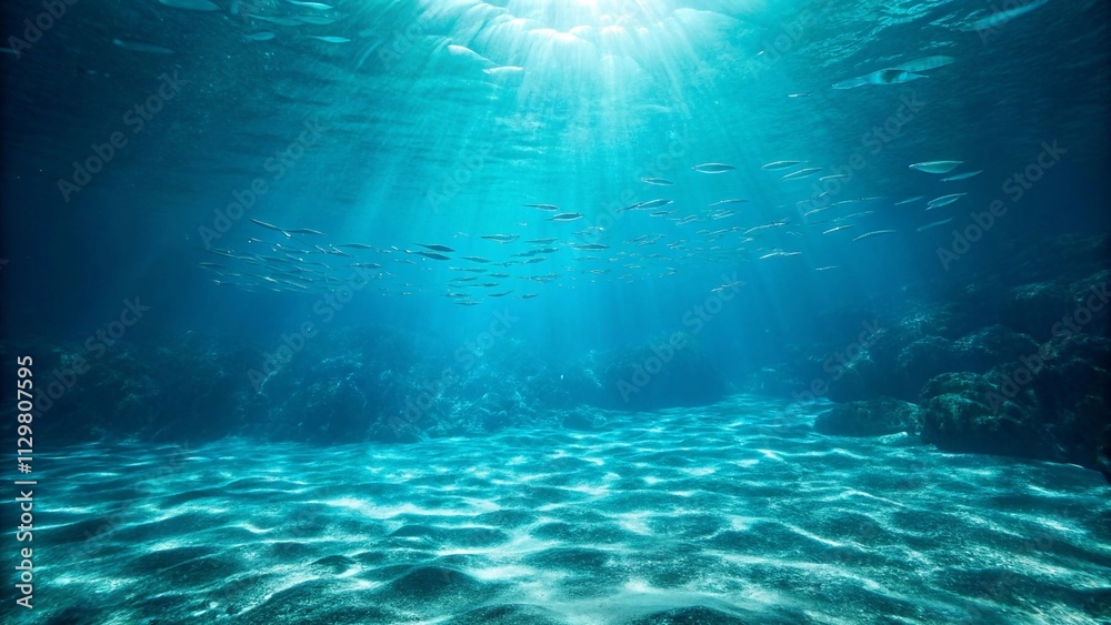 Blue Ocean Under Water Sun Light background Blue Ocean Under Water Sun Light background