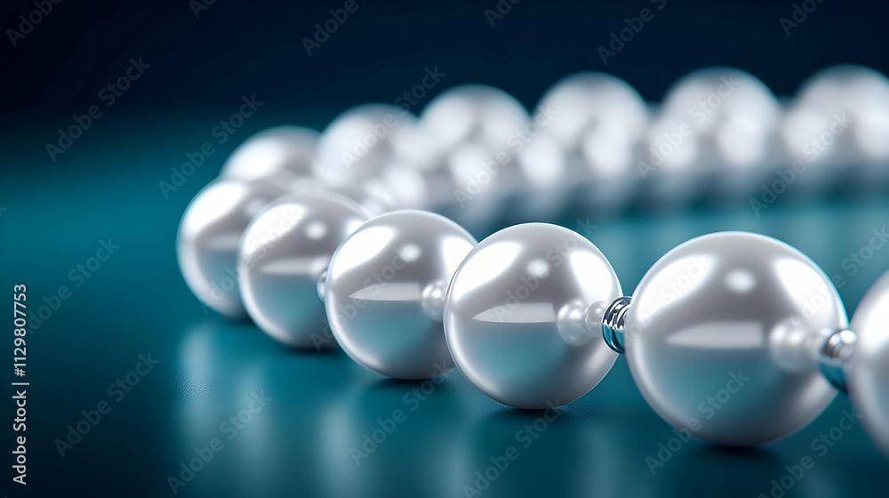 Elegant close-up of white pearls on a reflective surface, showcasing their beauty and luxury in a modern setting. Elegant close-up of white pearls on a reflective surface, showcasing their beauty and luxury in a modern setting.