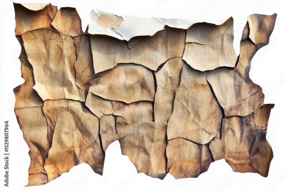 Obraz premium A Detailed Closeup of Cracked and Weathered Brown Paper Texture, Showing the Aging Process and Natural Degradation of Material