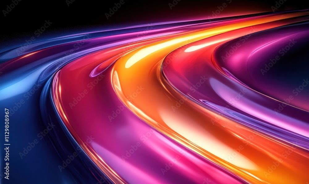 Vibrant abstract curves neon lighting futuristic design smooth reflective background Vibrant abstract curves neon lighting futuristic design smooth reflective background