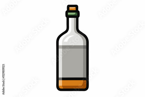 Empty liquor bottle on a white background vector art illustration