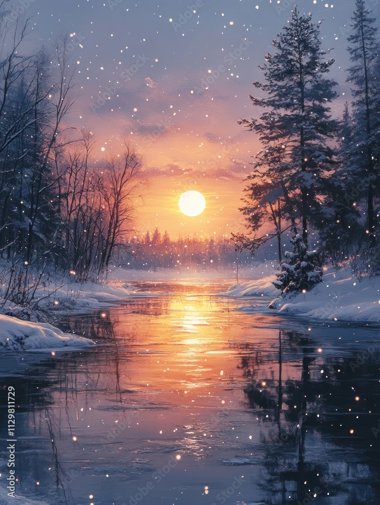 Winter Stream Flowing Through Snowy Landscape Winter Stream Flowing Through Snowy Landscape