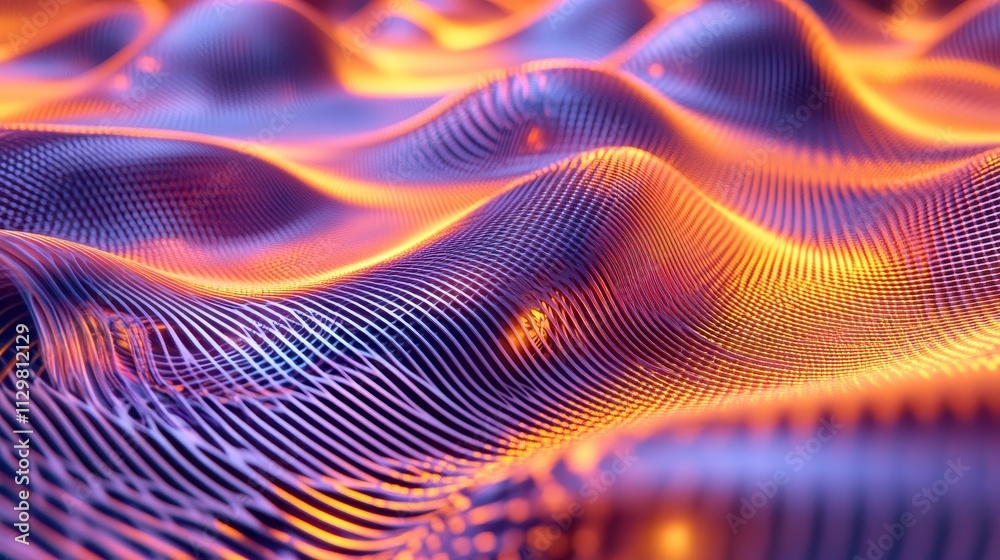 Abstract Wavy Grid Pattern in Vivid Orange and Purple Hues Abstract Wavy Grid Pattern in Vivid Orange and Purple Hues
