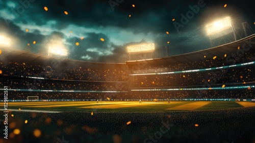 Wallpaper Mural Nighttime sports backdrop Stadium for football and cricket with a blurred 3D lighting background Torontodigital.ca