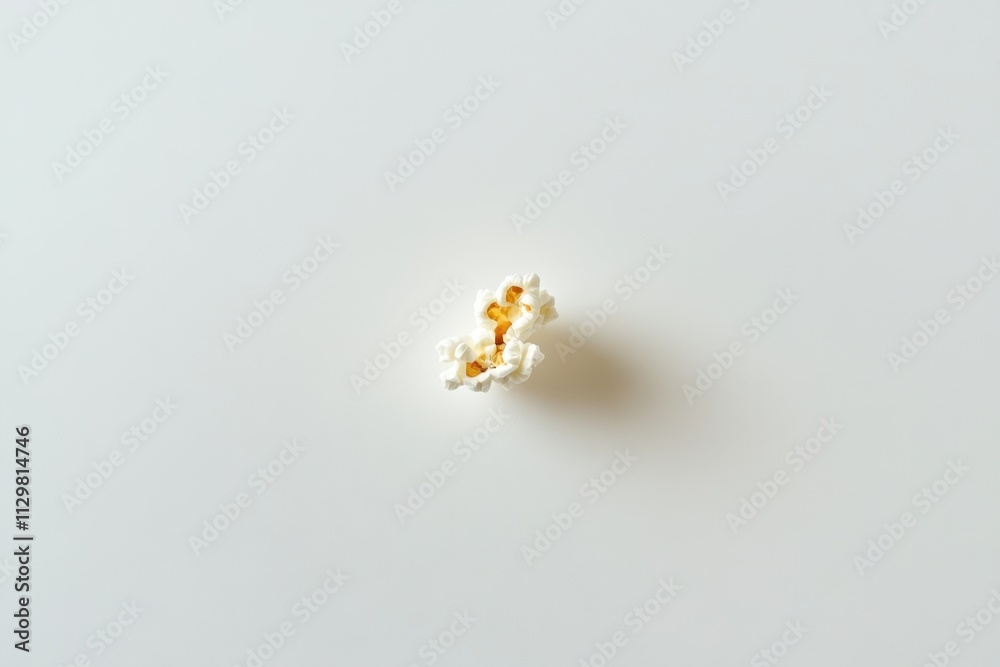 A Single Piece Of Popcorn On White Background A Single Piece Of Popcorn On White Background