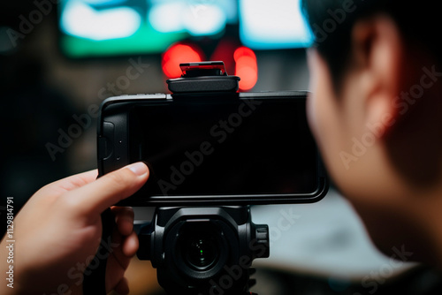 Latest smartphone technology ideal for influencers to record professional videos for social media. photo