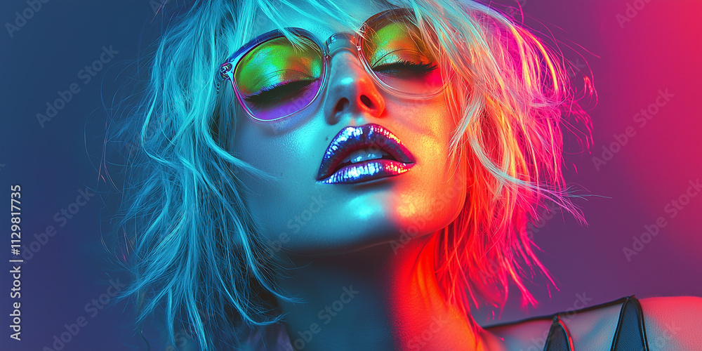 Obraz premium Beauty woman with golden skin. Fashion art portrait closeup. Model girl with shiny golden professional makeup