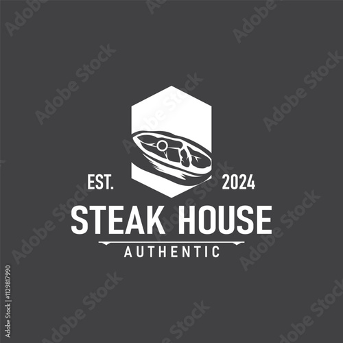 Vintage barbecue grill illustration template fresh meat logo design