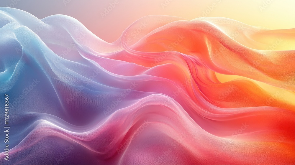 Obraz premium Abstract Minimalism Curved Glass Design Soft Pastel Colors 3D Render