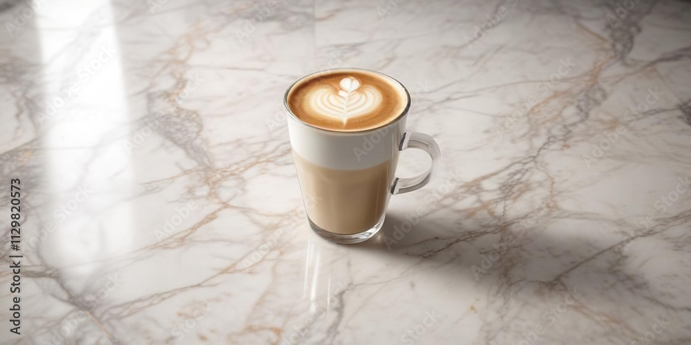 Latte Cup on Polished Marble Floor with Natural Light, cup, beverage, warm glow Latte Cup on Polished Marble Floor with Natural Light, cup, beverage, warm glow