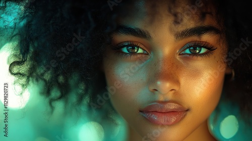 Close-up Portrait of Textured Hair in Natural Light Highlighting Skincare Beauty Wellness for Healthy Complexion