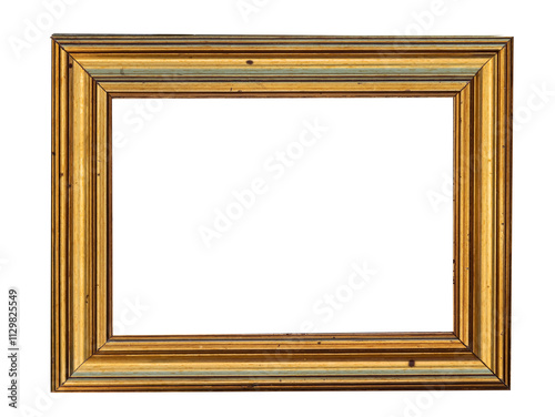 Gold metal empty rectangle retro vintage aged frame 