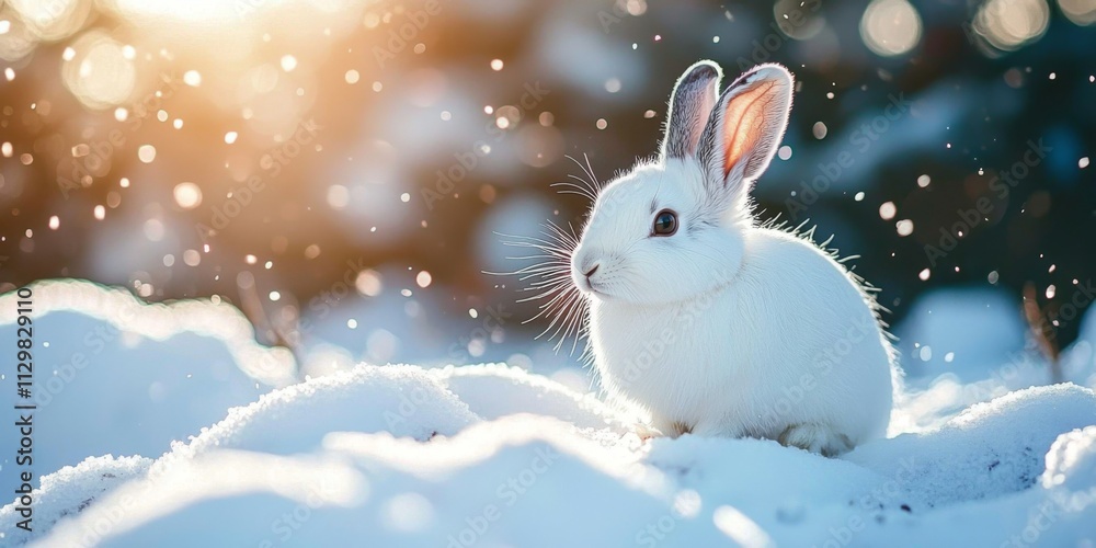 Adorable Arctic Hare in Snowy Winter Wonderland Adorable Arctic Hare in Snowy Winter Wonderland