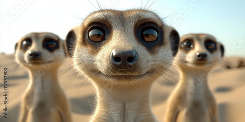 Adorable Meerkat Family in Desert Landscape Wildlife Animals Nature Photography