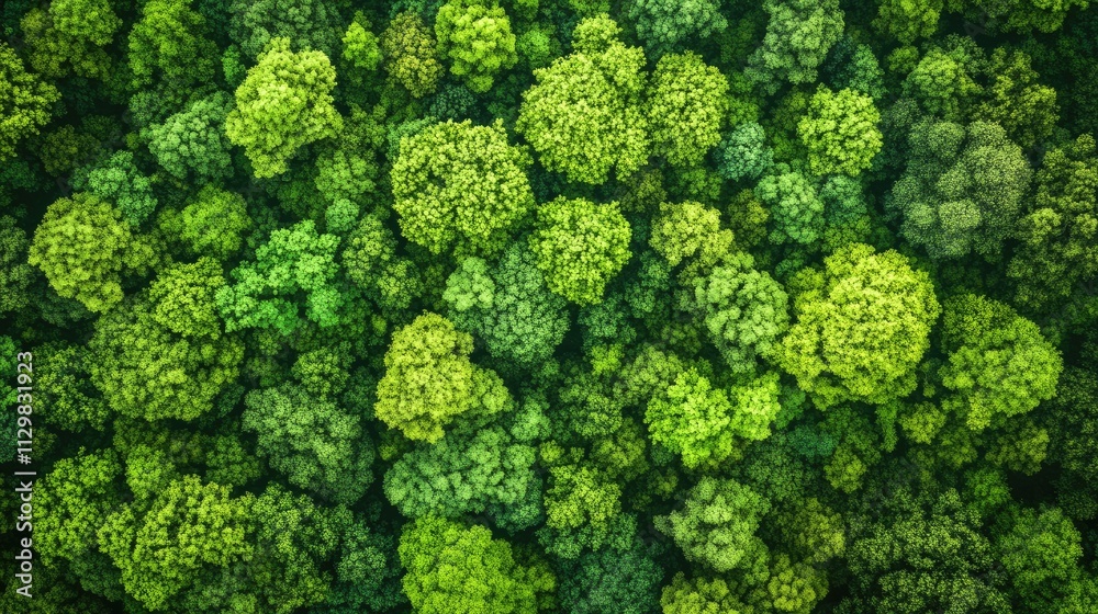 Overhead view of a forest canopy filled with green flora. Overhead view of a forest canopy filled with green flora.