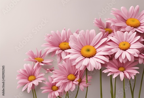 Pink Daisies with Neutral Background, Great for Greeting Cards, Blogging and Social Media Content