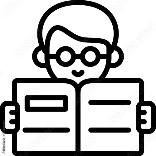 reading icon illustration design with outline