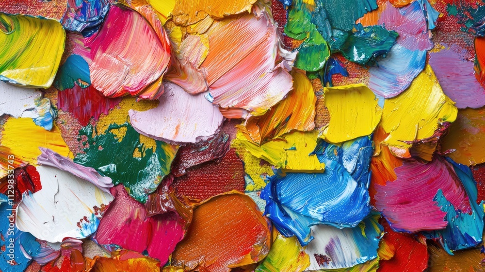 Fototapeta premium palette knife textured painting abstract background art Detailed texture of brush strokes Abstract Colorful artwork oi dabs paint