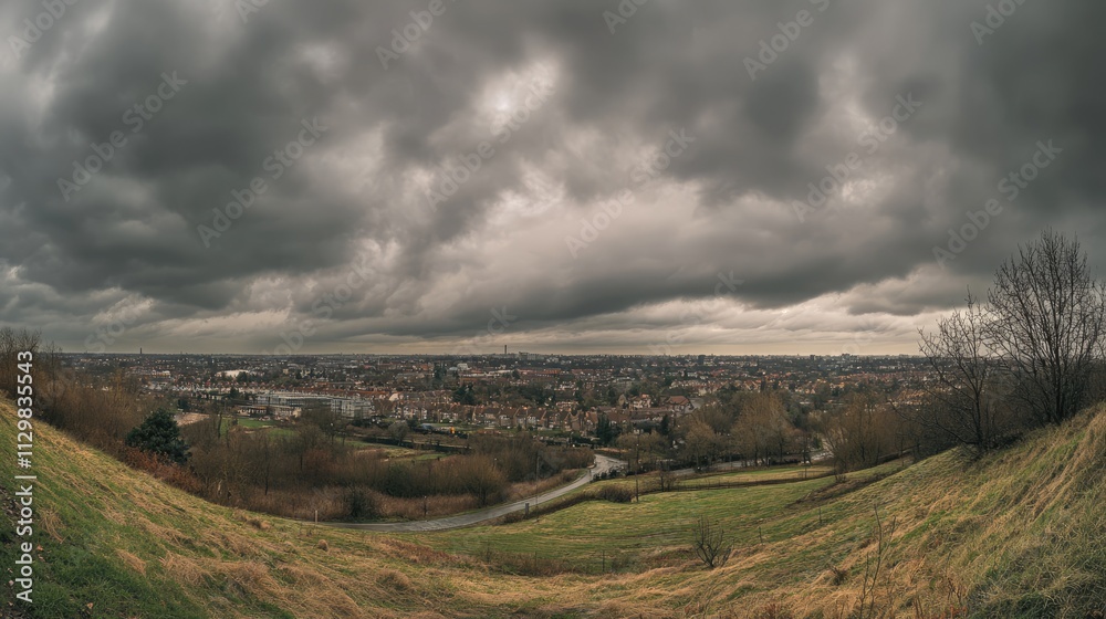 Panorama view of overcast sky Dramatic gray sky Panorama view of overcast sky Dramatic gray sky
