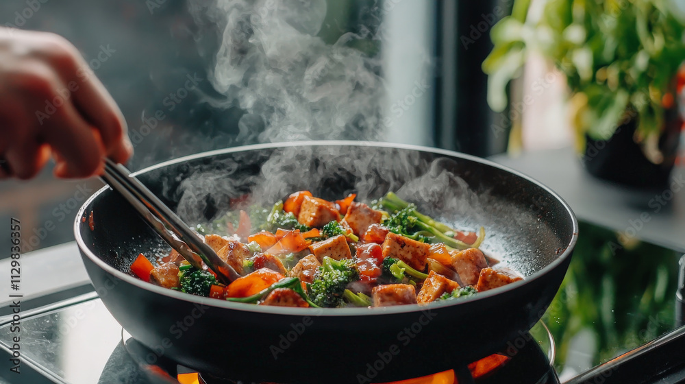 flavorful and aromatic teriyaki tofu stir fry with vegetables flavorful and aromatic teriyaki tofu stir fry with vegetables